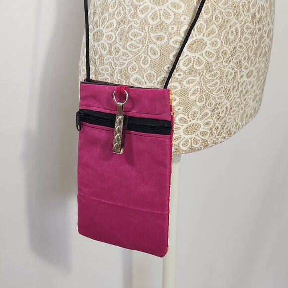 Women's Multi-Color Embroidered Peacock Small Zip Pocket Crossbody Bag Boho Cell - Picture 3 of 10